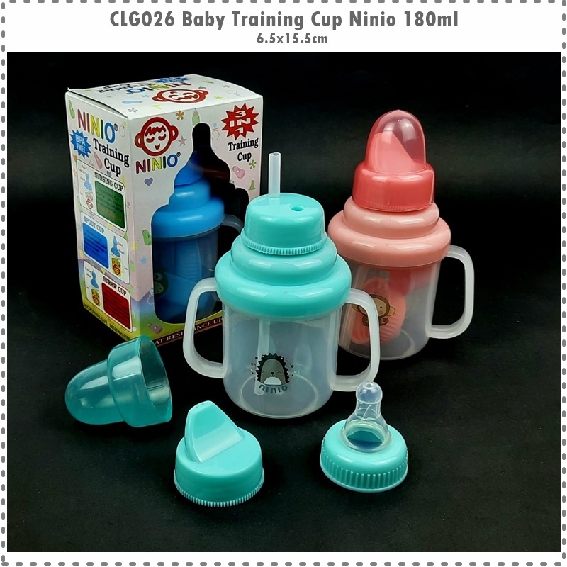 CLG026 3in1 Baby Training Cup/Gelas Bayi/Gelas Belajar Minum Bayi Ninio 180ml