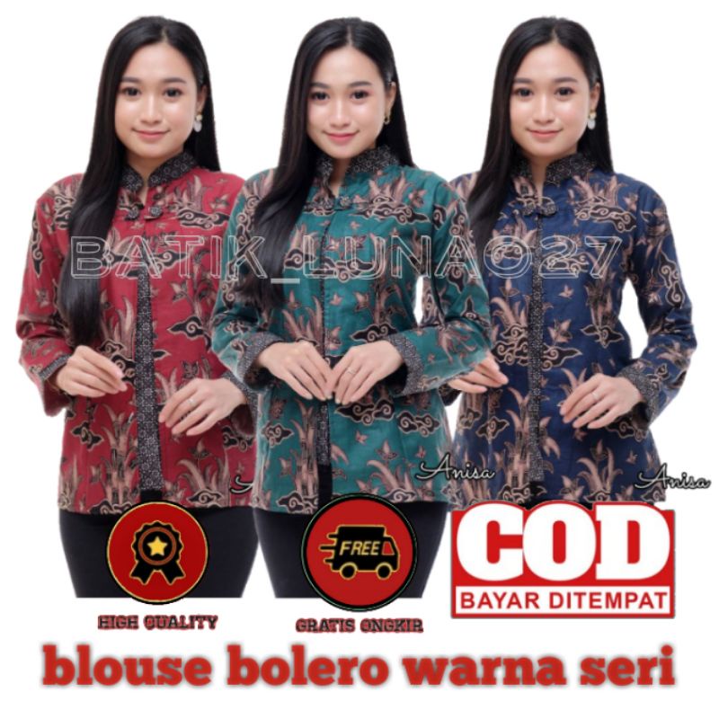 BLOUSE BATIK KOMBINASI BOLERO TERBARU//SERAGAM KANTOR