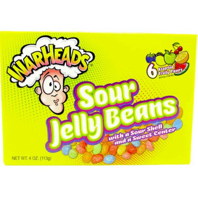 

Warheads Sour Jelly Beans Sour Candy Mix Flavor Permen Jeli Import USA Chewy Cubes