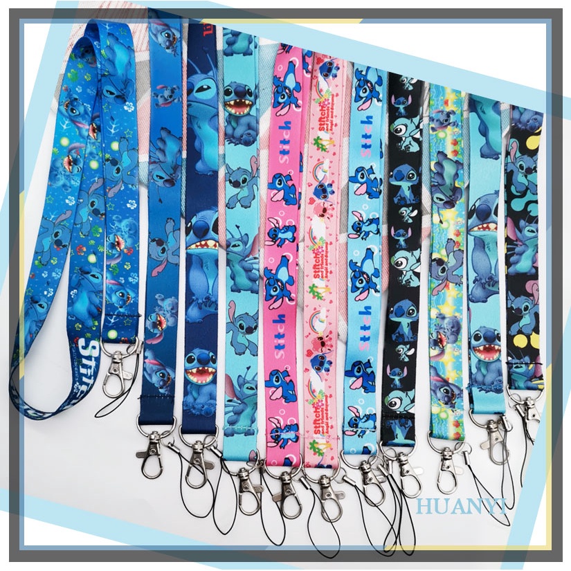 Tali Lanyard Panjang Motif Kartun Stitch Untuk Gantungan Kunci / Dompet / Handphone Charms