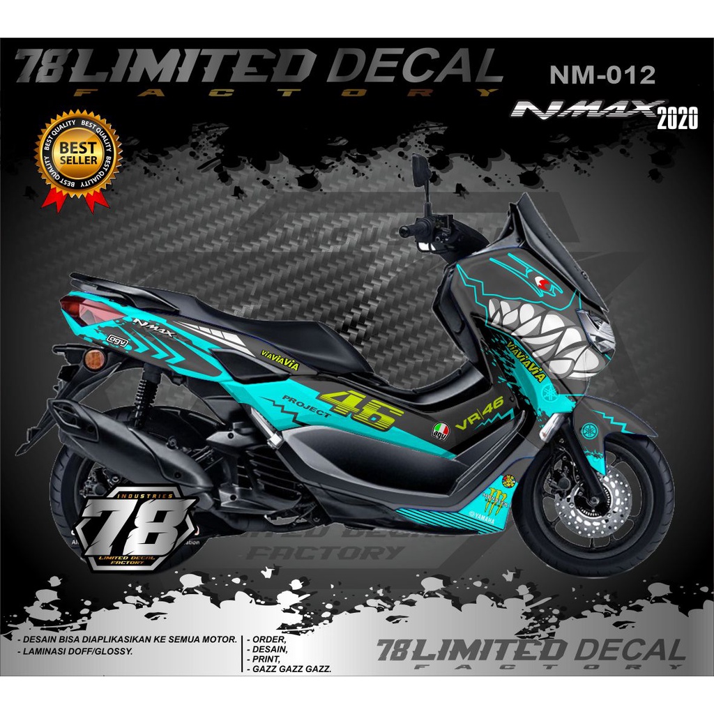 DECAL STIKER FULL BLOK NMAX 2020 DESAIN SHARK KODE NM-012