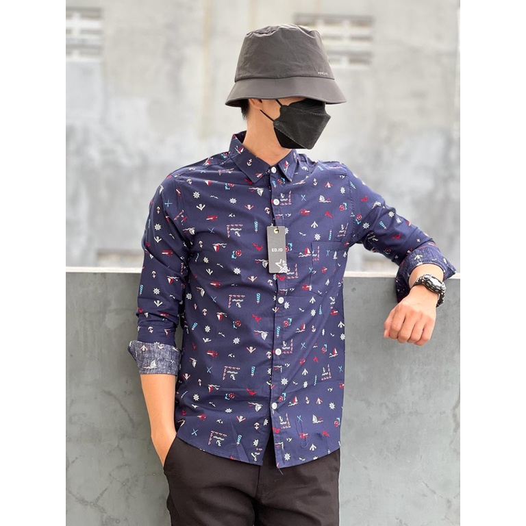 MOKOKOMO Kemeja Pria PJ-027 Kemeja Lengan Panjang Kemeja casual