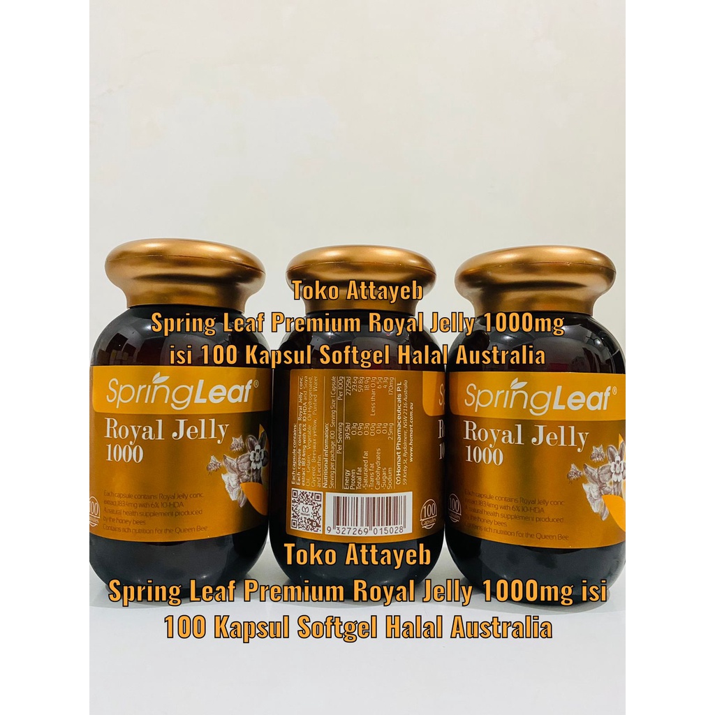 Spring Leaf Premium Royal Jelly 1000mg isi 100 Kapsul Softgel Halal Australia
