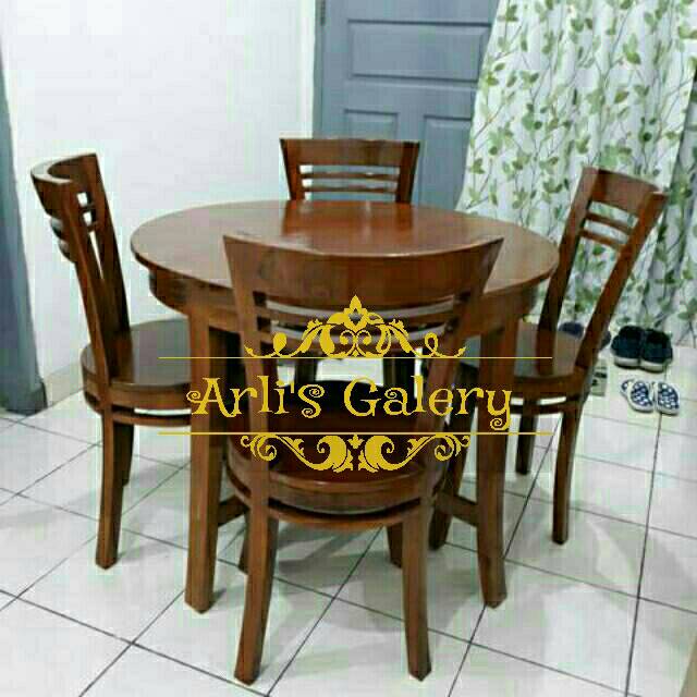 Kursi makan bulat minimalis kayu jati furniture jepara