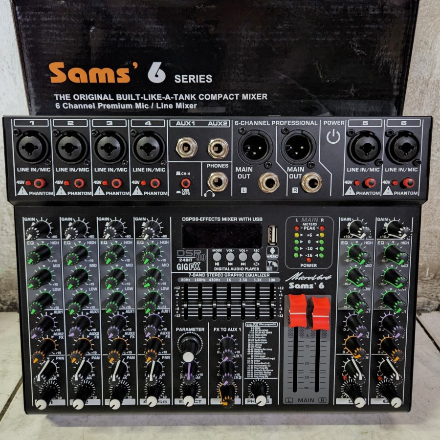 MIXER AUDIO MICROVERB SAMS6 / SAMS 6 6CH USB BLUETOOTH SOUNDCARD