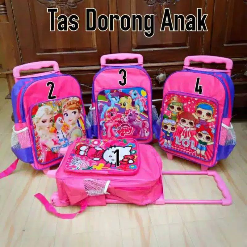 Tas trolly anak sekolah TK&SD / tas roda dorong/tas anak wanita
