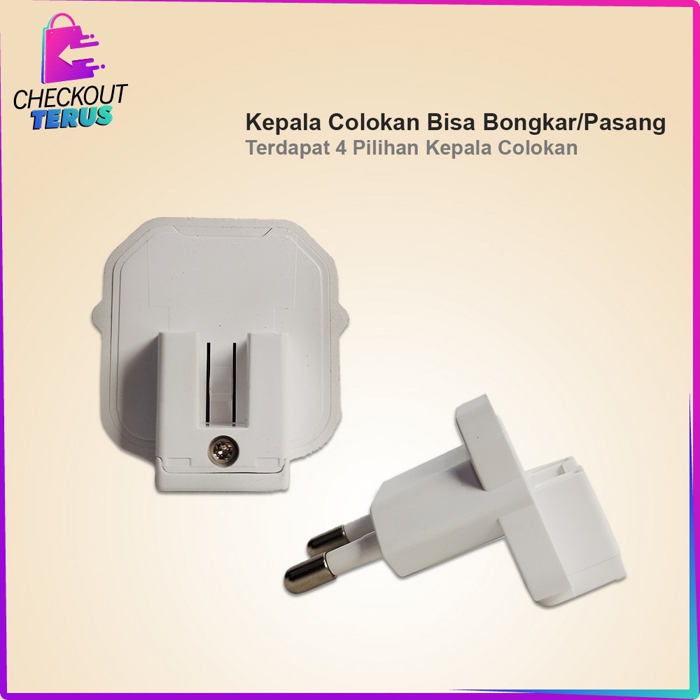 CT C464 Charger 3 USB Pengisi daya Adaptor Port Charger USB dengan Lampu Led Tidur Hemat Energi