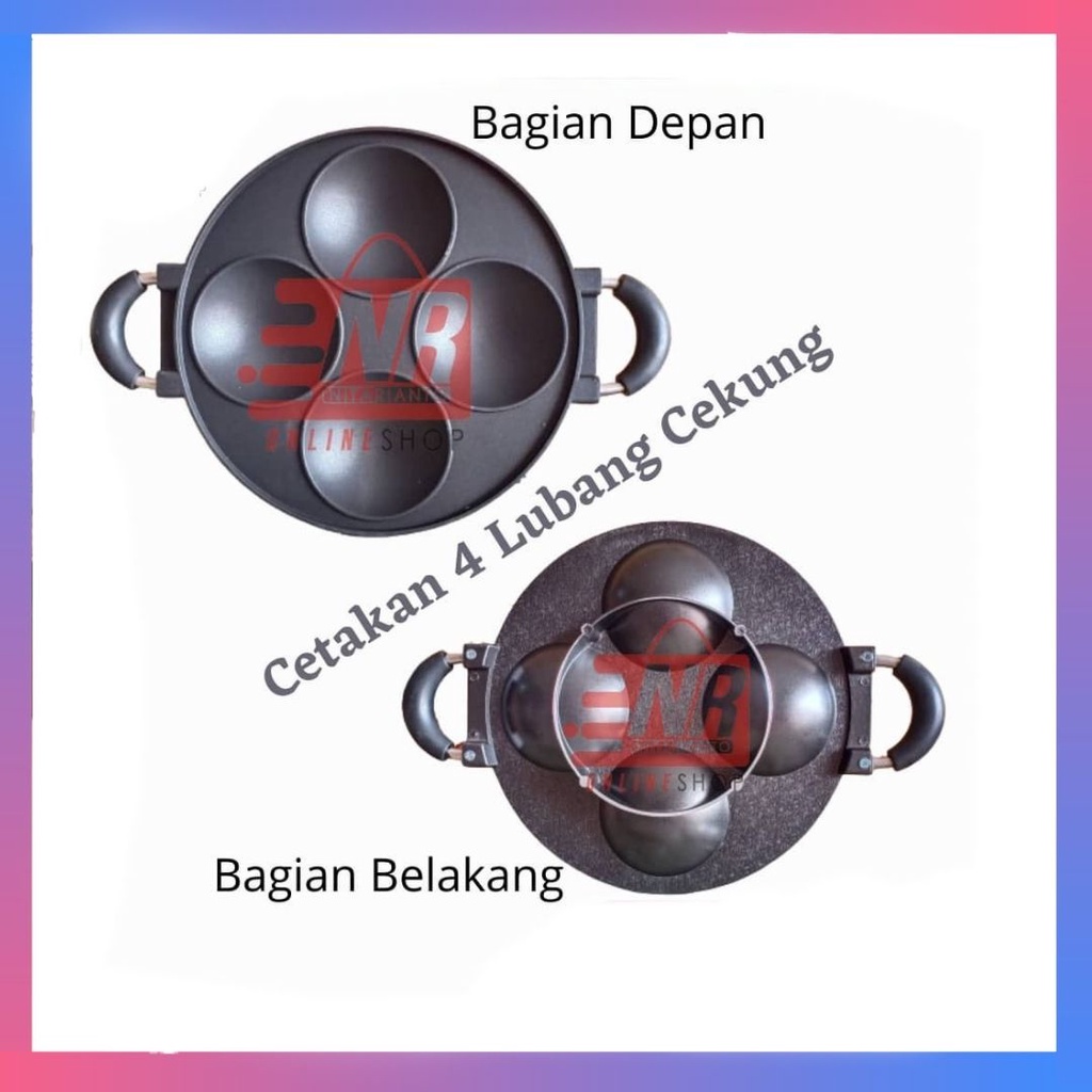 Cetakan 4 Lubang Cekung / Cetakan Bikang / Cetakan Serabi / Cetakan Kue Suggo / Pan Cake / Cetakan Apem