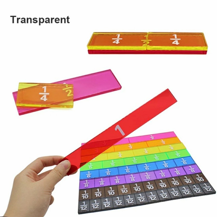 rainbow Fraction tiles montessori math toys learn division matematika - Transparent