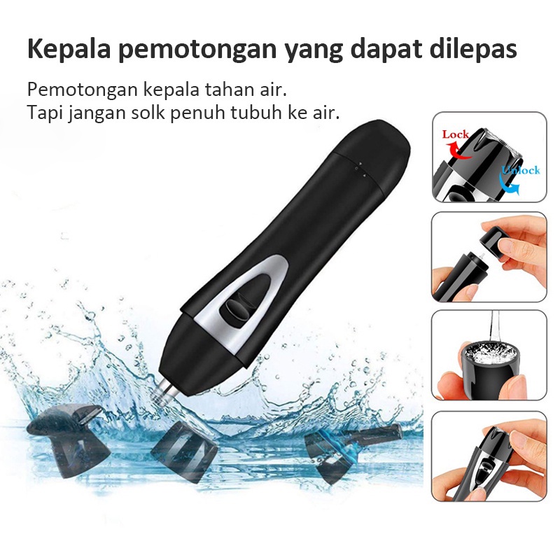 Alat Cukur 4in1 Alat Cukur Rambut Elektrik Pencukur Alis Alat Cukur Alis Pencukur Bulu Hidung Cukuran Epilator Tubuh Wajah Hair Remover Electric Nose Face Eyebrow Body Trimmer