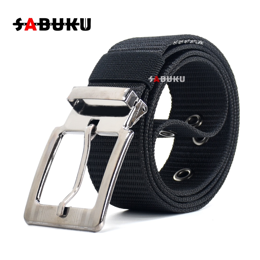 Ikat Pinggang Pria Canvas Sabuk Canvas Model Tusuk Kepala Stainles Nylon Kanvas Belt Gesper Pria - 245