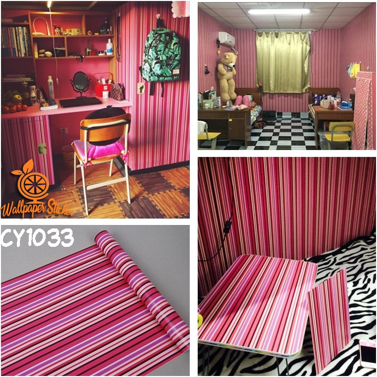 Wallpaper Dinding Wallpaper Stiker Wallpaper dinding Anak Walpaper Cy Salur,Salur Bunga, Rainbow Premium Quality 45CM x 8Mtr