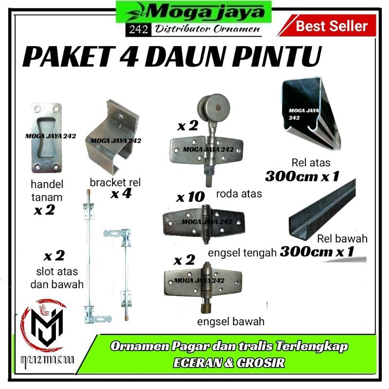 paket part pintu garasi lebar 3 meter PINTU LIPAT