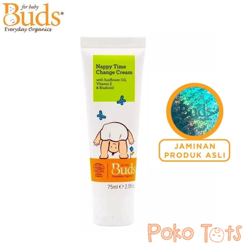 Buds Organics Nappy Time Change Cream 75ml Krim Anti Ruam Popok Bayi Organik BEO Everyday Organic WHS