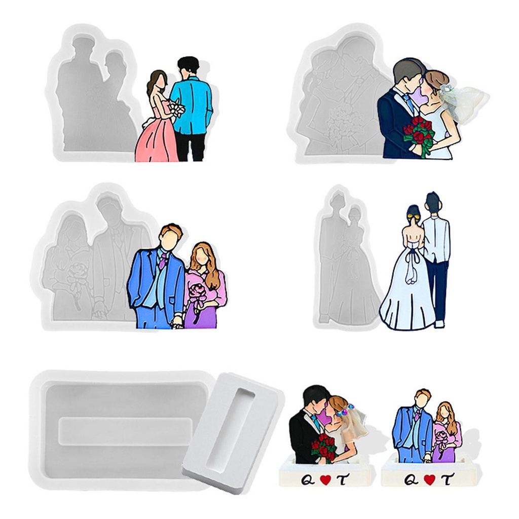 R-bunga Pernikahan Foto Resin Cetakan Resin Pengantin DIY Art Coaster Silicone Mould