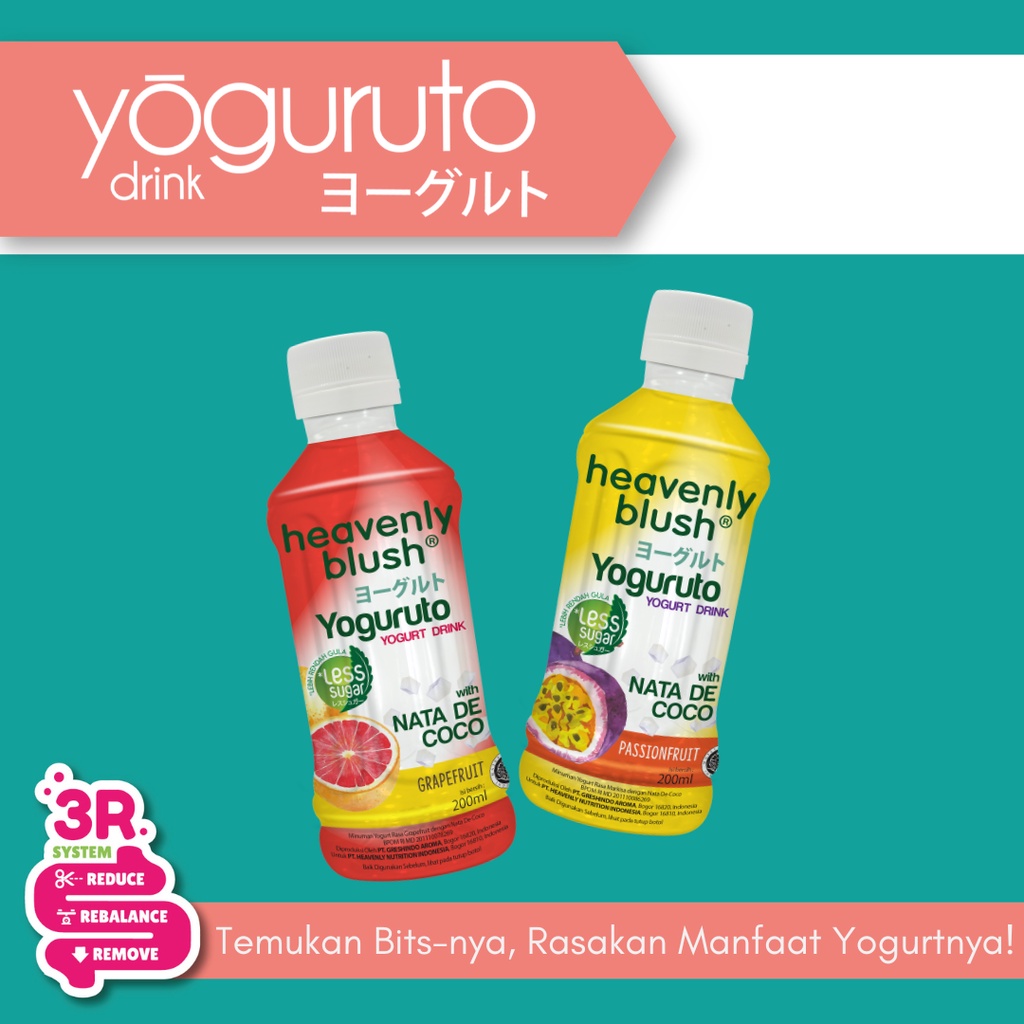 

NEW! Heavenly Blush Yoguruto Botol - Grapefruit (Jeruk Bali) dan Passion Fruit (Markisa) - [200ml] - Yogurt Drink Minuman Yogurt Kemasan Botol