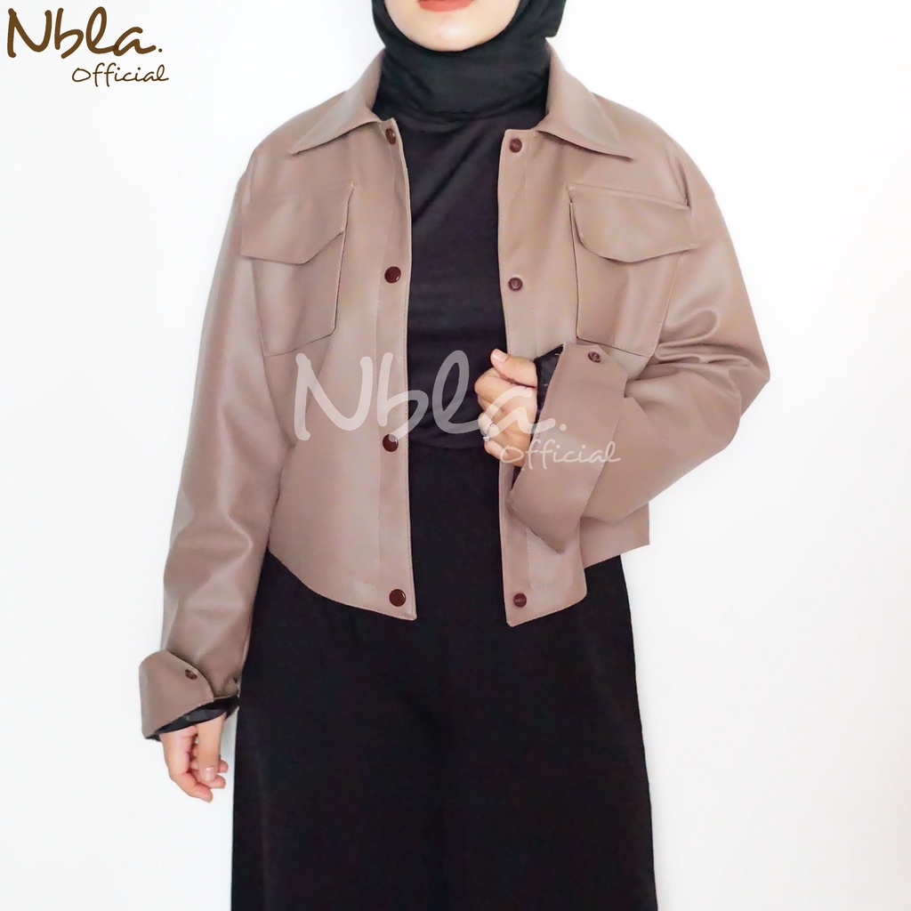 Jaket Wanita Crop Kullit Sintetis Jaket Crop Wanita Jaket Crop Top Jaket Kulit Wanita Coklat Jaket C