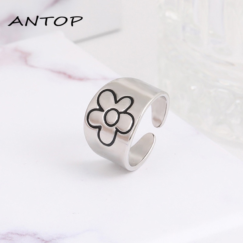 Cincin Model Terbuka Desain Bunga Daisy Kecil Gaya Simple Kreatif Untuk Wanita