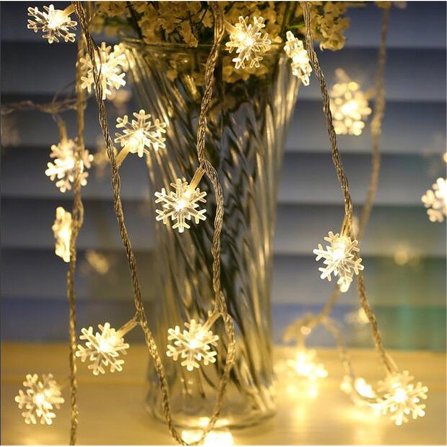 Lampu Hias Dekorasi Snowflake Christmas Light Battery 20 LED - Warm White