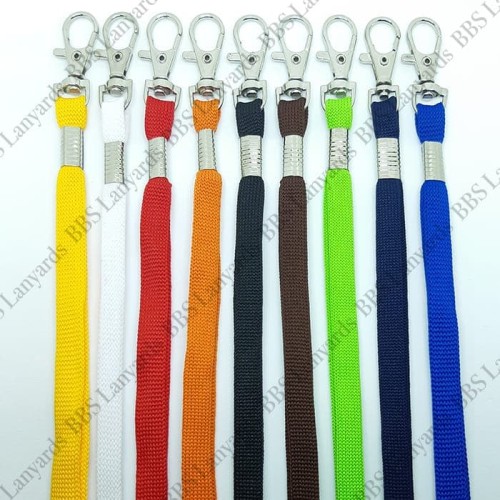 Tali ID Card Lanyard 1cm Jepit Bulat Gantungan Kunci bahan Tali Sepatu