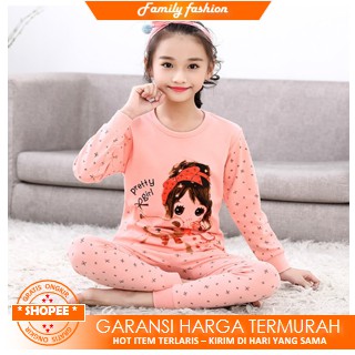 FF-PJ071 Setelan Baju Anak Lengan dan Celana Panjang Cantik Motif Gambar Kartun Hot Item