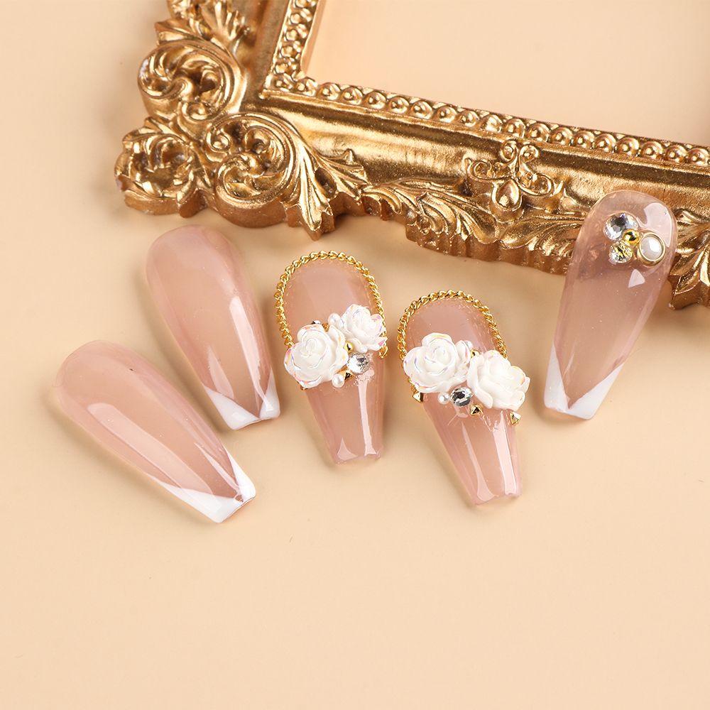 Mxbeauty 6 Sekat / Set Hiasan Kuku Bentuk Bunga Kamelia / Mawar / Mutiara Imitasi Untuk Nail Art / Manicure