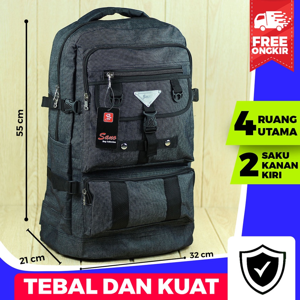 Tas Ransel Sano Besar Abu Back Pack Olahraga Travelling Hiking Cowok Pria Laki Laki