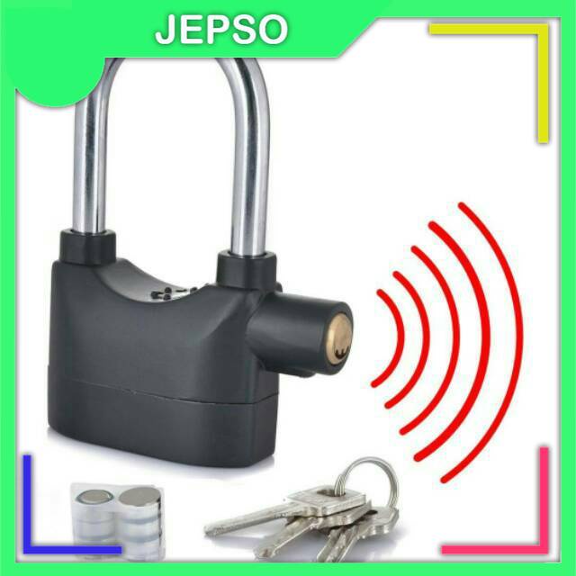 GEMBOK ALARM LOCK KUNCI GEMBOK ALARAM MOTOR MOBIL PAGAR SEPEDA / JEPSO MAKASSAR-1