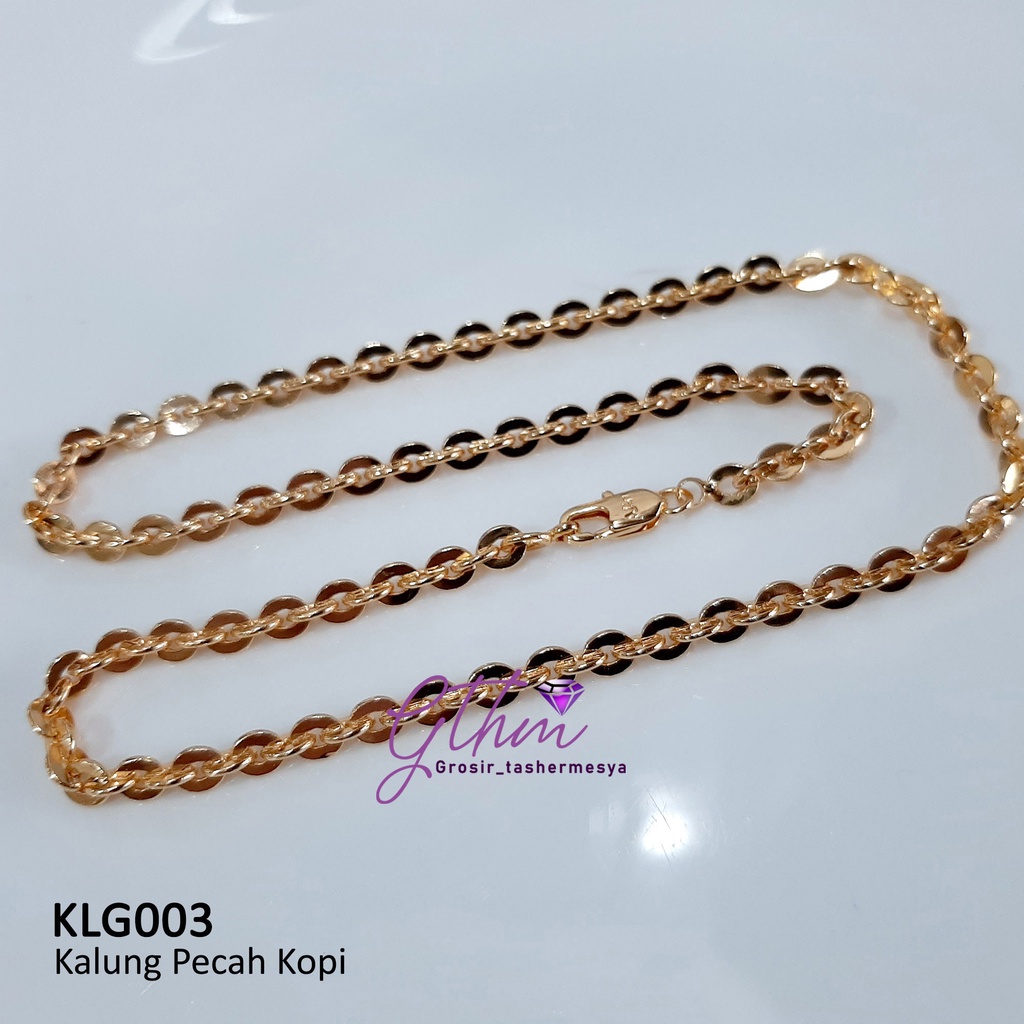 kalung pecah kopi 45 cm KLG003 anti karat berkilau seperti emas asli