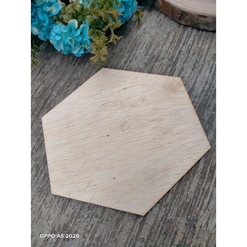 cutting kayu model hexagonal bahan mahar nikah dan craft rustic aksesoris mahar nikah