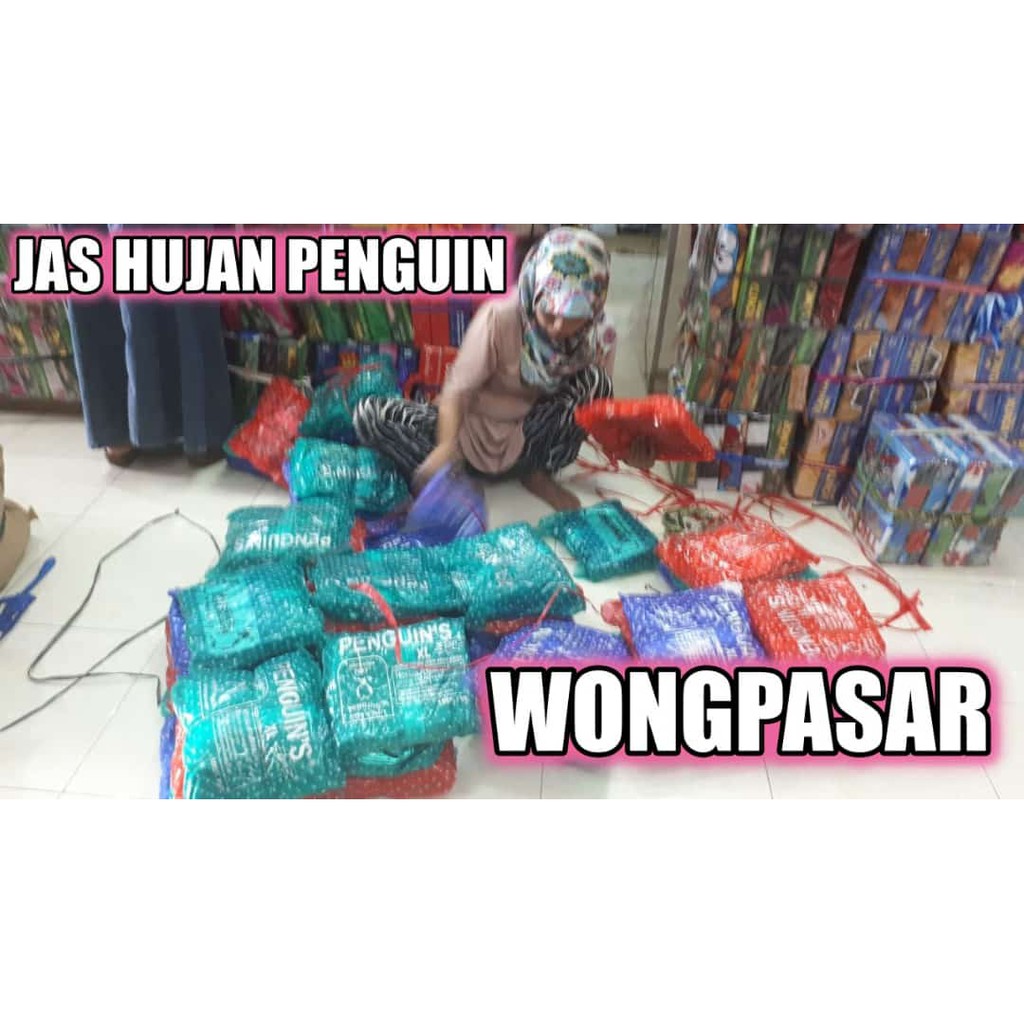 JAS HUJAN PENGUIN POLKADOT (Jaket Celana)