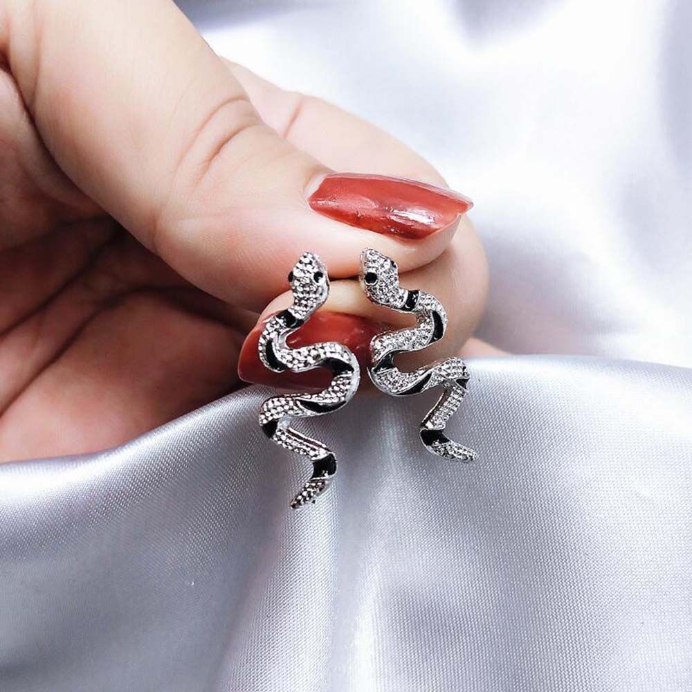 Anting Stud Bentuk Ular Warna-Warni Gaya Korea Untuk Wanita