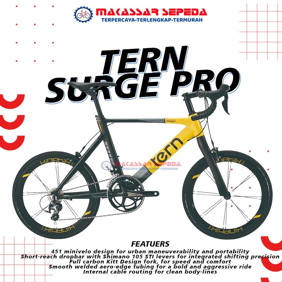 SEPEDA MINI VELO TERN SURGE PRO 22INC ALLOY 2X10 SPEED