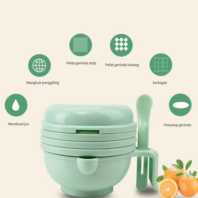 Grinder Baby Food Maker Grinding Bowl Alat Pembuat Makanan Bayi Anak set 9pcs