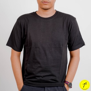  Kaos  polos  black solid  hitam cotton combed premium 