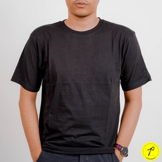  Kaos  polos  black solid hitam cotton  combed  premium 