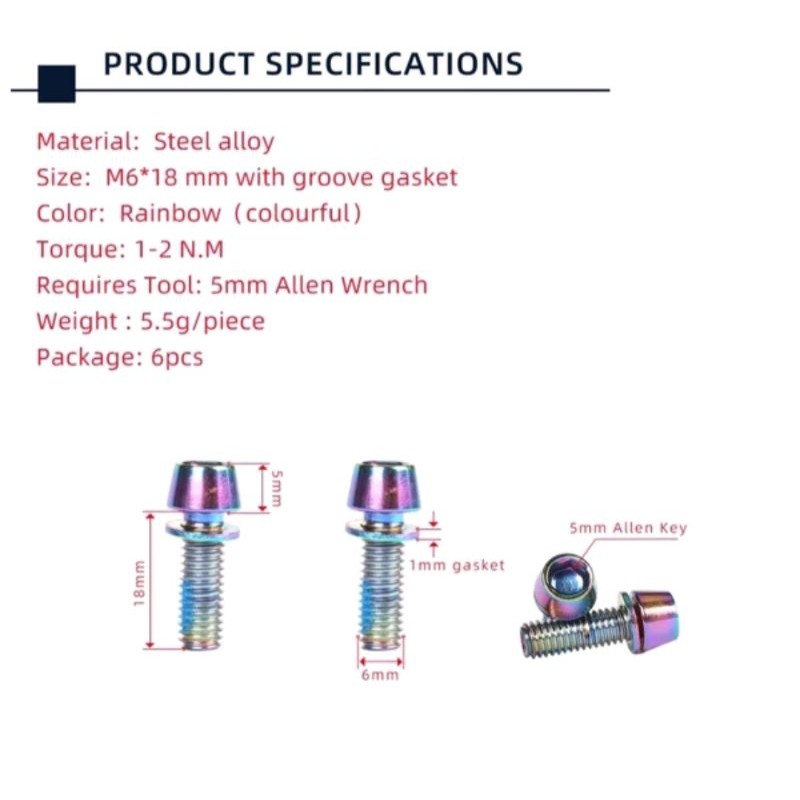 Baut Caliper Sepeda Rainbow Pelangi Rem Disc Brake M 16 x 18 . Kaliper Bolt Bike Mur Frame Adaptor