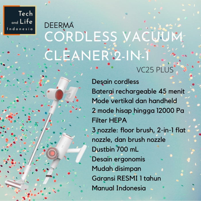 Deerma VC25 Plus Cordless Handheld 2in1 Vacuum Cleaner Penyedot Debu Rumah Portable Tanpa Kabel