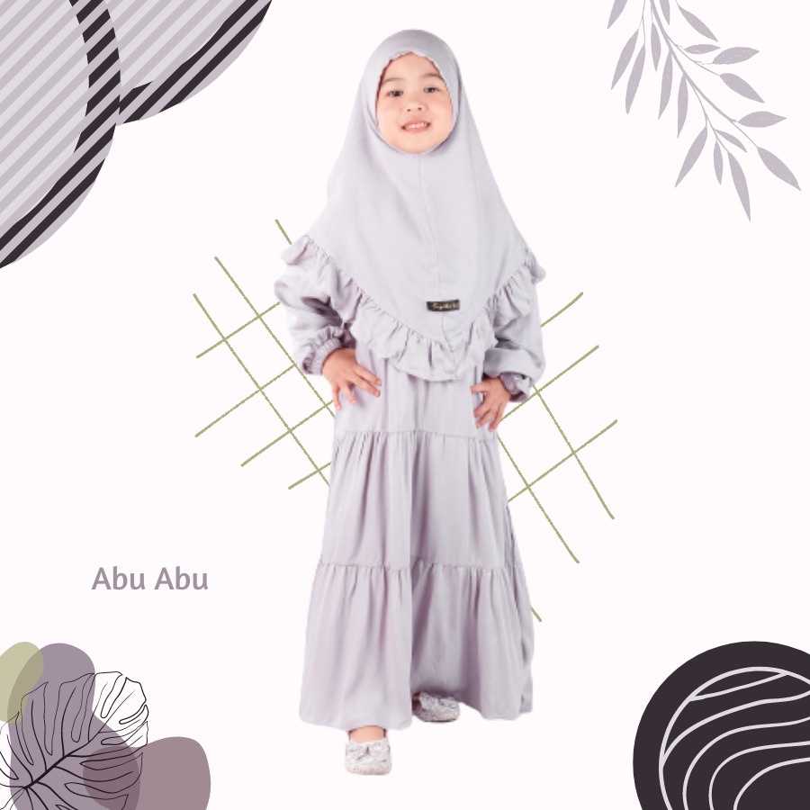 Syalu Set Gamis Rayya Anak Usia 1-2 Tahun Bahan Rayon Polos Silver