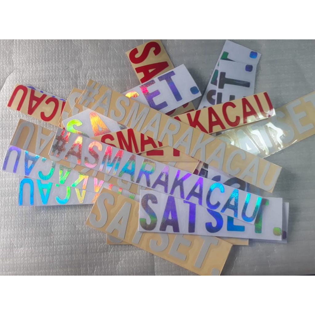 

stiker costum cutting Stiker Tulisan kata-kata Dan Lambang Desain Bisa Request