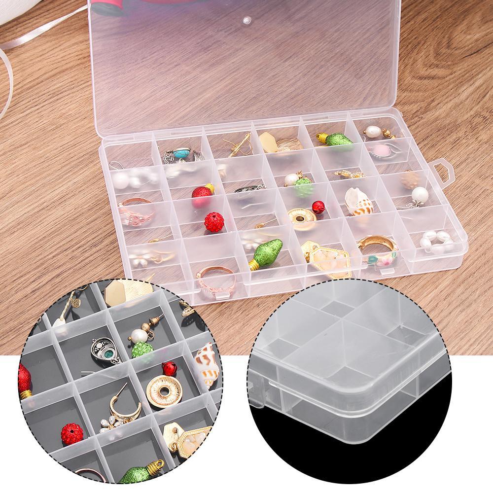 R-FLOWER Kotak Penyimpanan Perhiasan Kosong Organizer Kompartemen Kotak Anting Nail Art