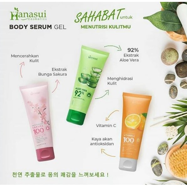 HANASUI Body Serum Gel 200ml | Aloe Vera Vit C Sakura BPOM