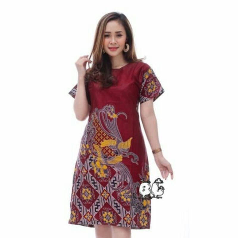 Baju couple keluarga terbaru//Batik Couple Keluarga Modern Sania Ruffle Ori Ndoro Jowi Dnt//baju atasan wanita seragam terlaris motif kenari merah-Dress