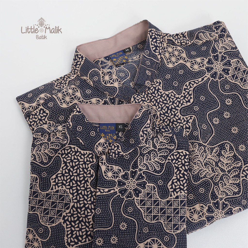 Open Preorder Kemeja Batik Couple Anak &amp; Ayah Panjang / Pendek, Navy LM1012