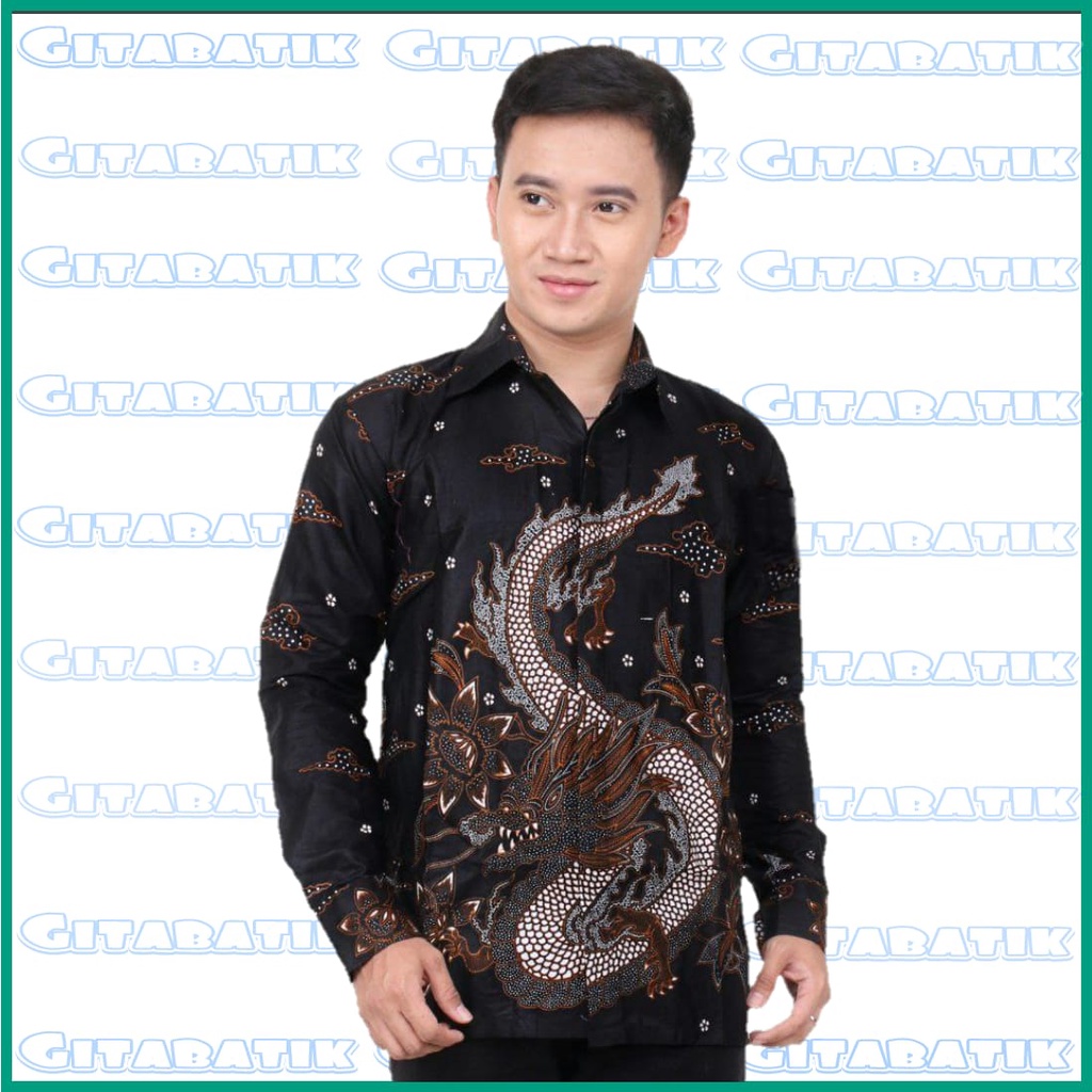 Kemeja Batik Pria Lengan Panjang BATIK PREMIUM HRB026 motif EXCLUSIVE Kode 002 size M L XL XXL Reguler