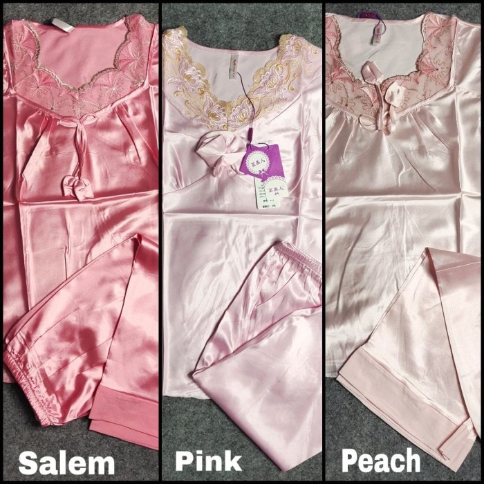 Setelan Piyama Satin Baju Tidur Wanita   Import Premium Celana 7/8