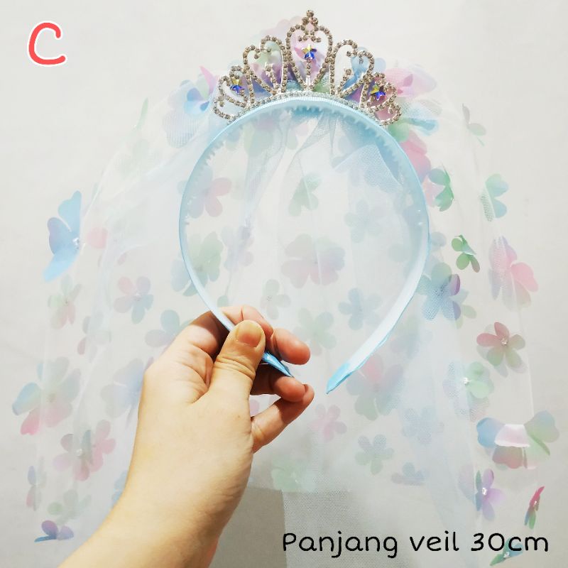 BANDO ANAK MURAH IMPORT VEIL PRINCESS ELSA FROZEN SLAYER CROWN