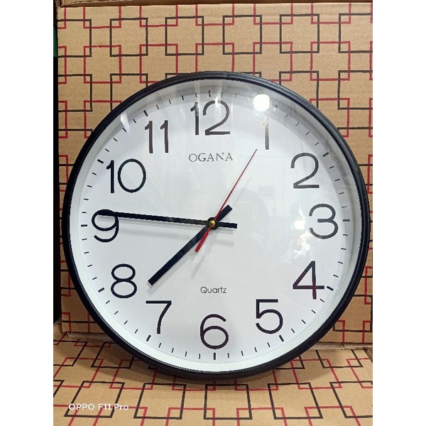 JAM DINDING OGANA.polos hitam 901T