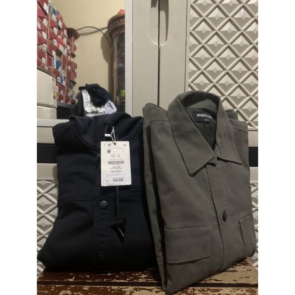 Original Overshirt Green Bershka Jacket Manzone Strap Black .