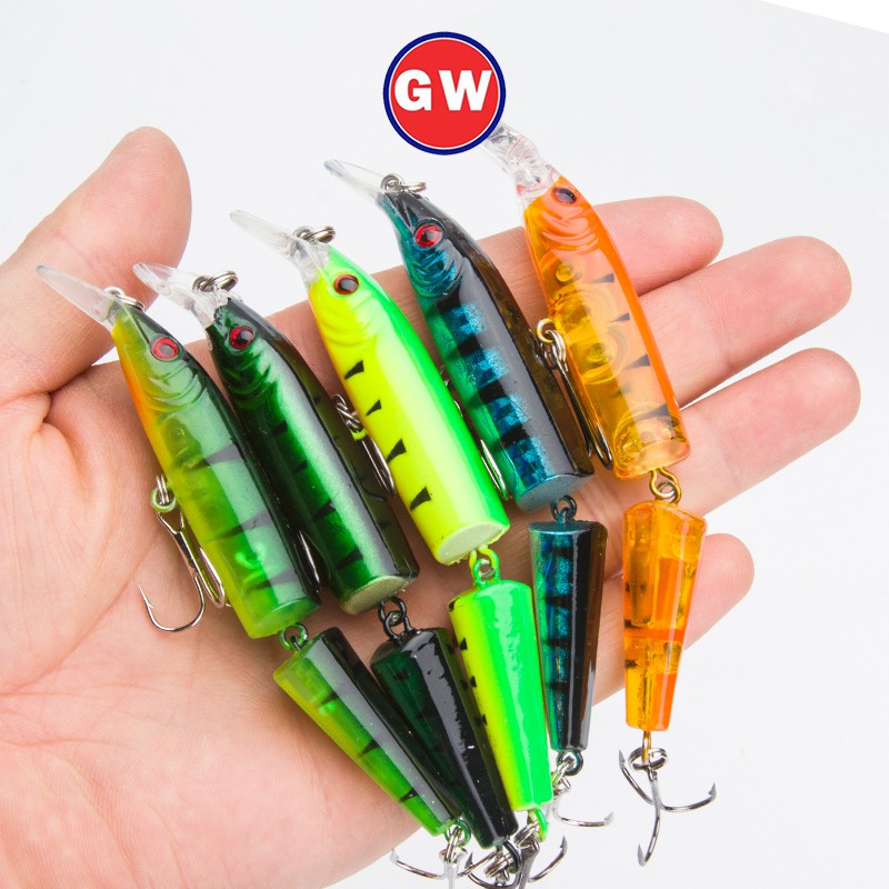 Umpan Ikan Alat Pancing Kail Pancing Umpan Pancing Buatan relix nusantara Minnow Lure Umpan Mancing Umpan Mancing 10cm/7.5g CrankSet Plastic Bait 2-Segment Alat Pancing Murah CrankBait Umpan Pancing